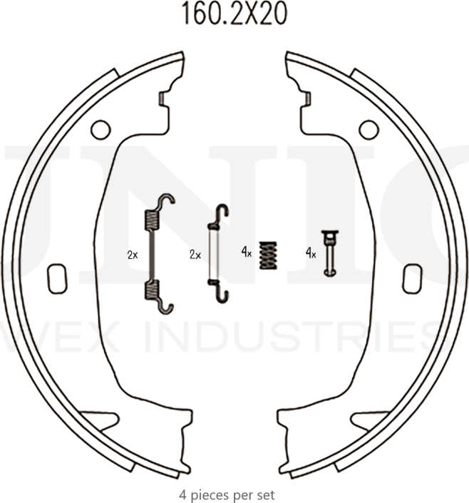 Колодки тормозные барабанные, комплект (Unio). Артикул BRP-10083