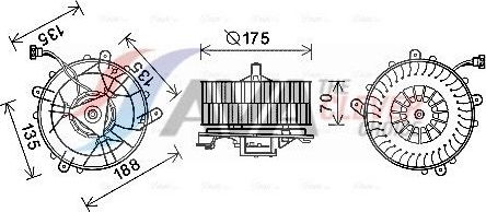 Вентилятор, мотор печки (отопителя) салона AVA. Артикул MS8661