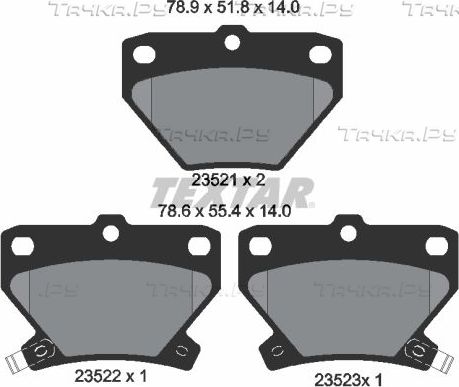 Тормозные колодки Textar задние для Toyota Vios I 2002-2006. Артикул 2352101