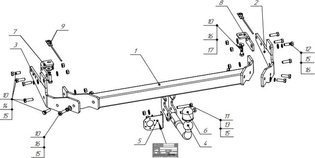 Фаркоп Oris (ранее Bosal) для Mazda CX-9 II 2017-2026. Артикул 4535-A