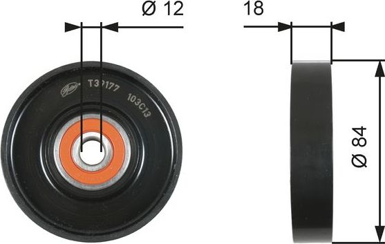 Натяжной ролик (натяжитель) приводного поликлинового ремня Gates DriveAlign®. Артикул T39177