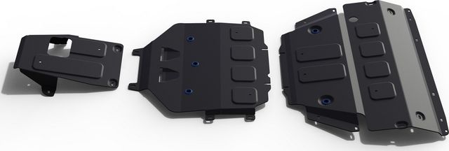 Защита алюминиевая Rival для картера, КПП и РК Rival (черная) для Porsche Cayenne III 2017-2026. Артикул K333.4615.1