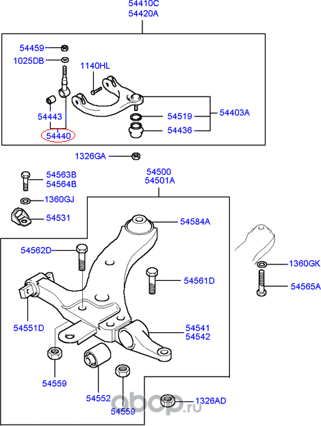 Рычаг подвески Hyundai / KIA. Артикул 5444038000