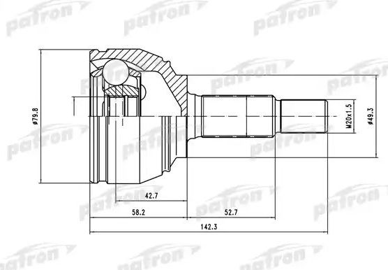 Шрус наружный (граната) Patron. Артикул PCV1443
