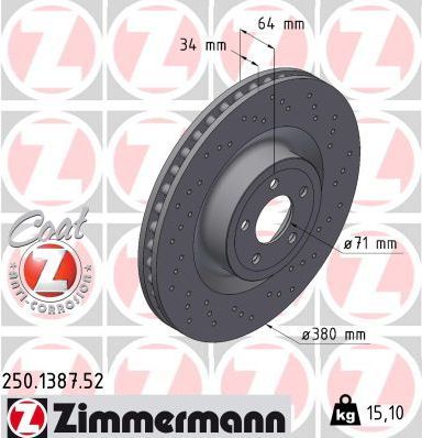 Тормозной диск Zimmermann SPORT Z. Артикул 250.1387.52