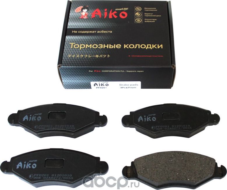 Тормозные колодки PEUGEOT 206 (2002-) передние (Aiko). Артикул PF0201