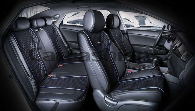 Накидки универсальные CarFashion Element Plus для авто, цвет Черный/Черный/Синий/Синий. Артикул 22492