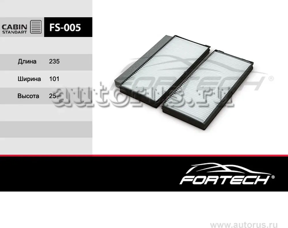 Фильтр салона KIA: Spectra 2004, Shuma II, Clar (Fortech). Артикул FS005