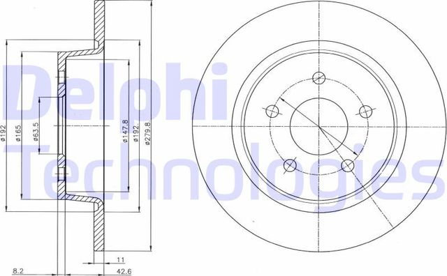 Тормозной диск Delphi задний для Ford C-MAX II 2010-2019. Артикул BG4533C