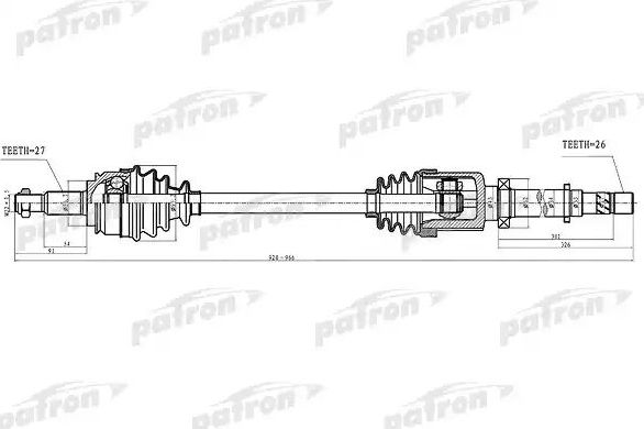 Полуось (привод в сборе, приводной вал) Patron. Артикул PDS4994