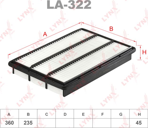 Воздушный фильтр LYNXauto. Артикул LA-322