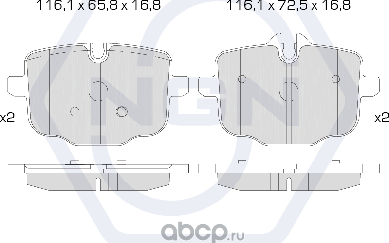 Колодки тормозные керамические, задние (NGN). Артикул 3502228
