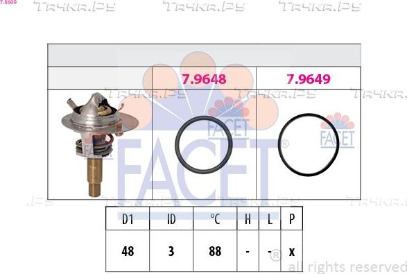 Термостат Facet Made in Italy - OE Equivalent для Mercedes-Benz C-Класс II (W203, CL203) 2002-2008. Артикул 7.8609