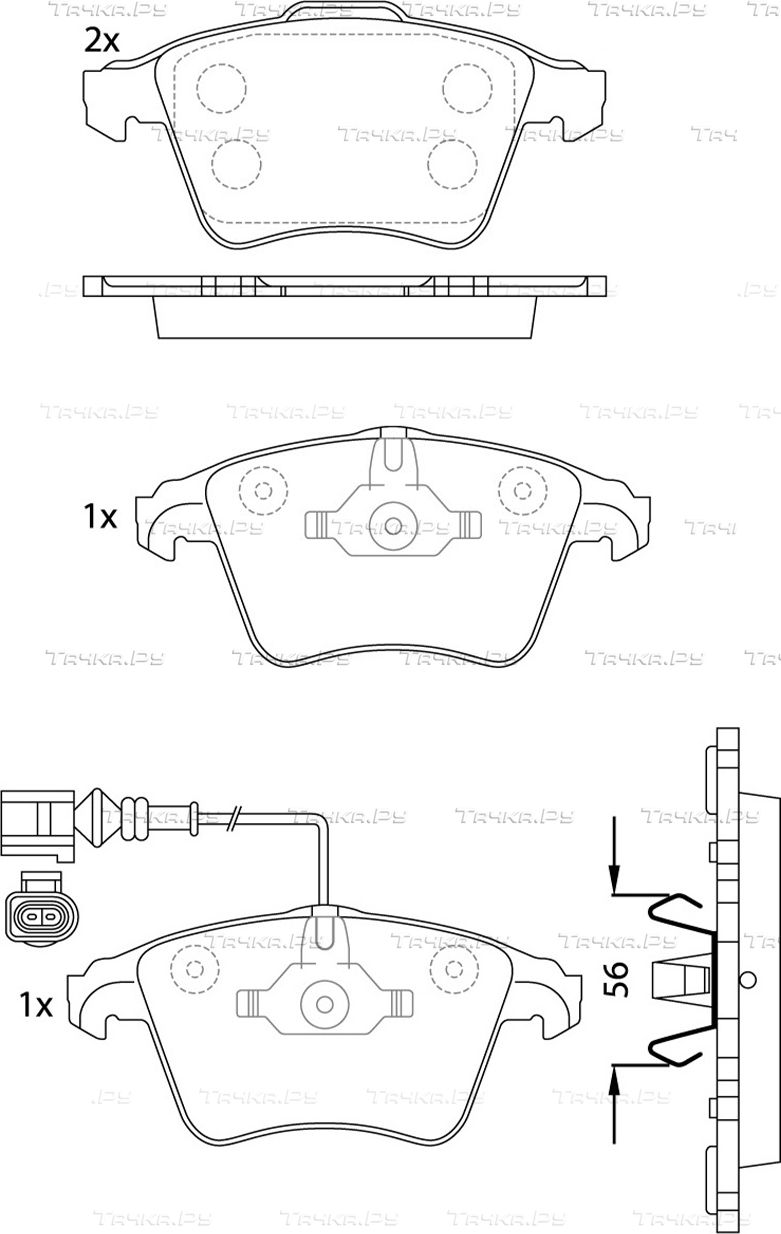 Тормозные колодки NiBK передние для Volkswagen Multivan T6 2015-2026. Артикул PN0353W