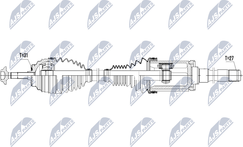 Полуось (привод в сборе, приводной вал) NTY. Артикул NPW-BM-027