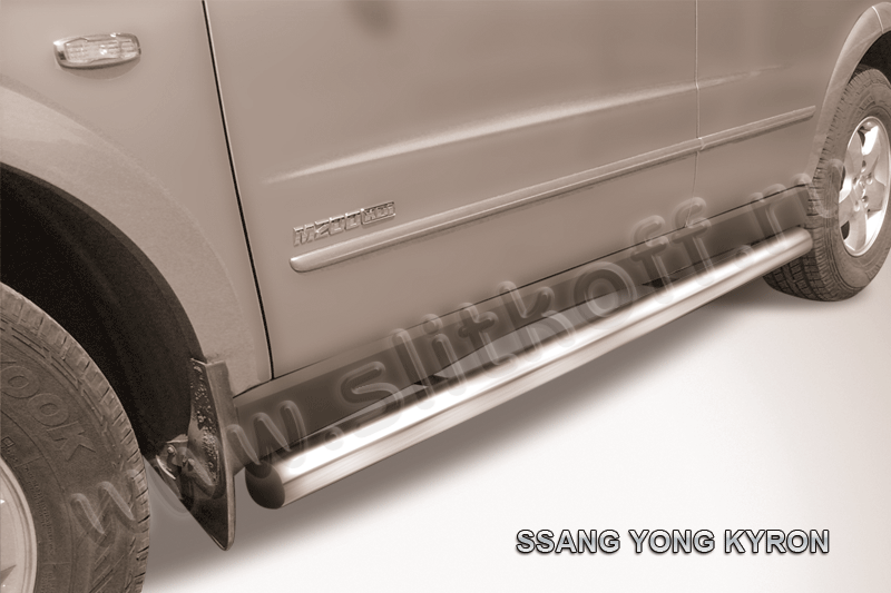 Пороги Slitkoff d76 труба Ssangyong Kyron 2005-2015. Артикул SYK013