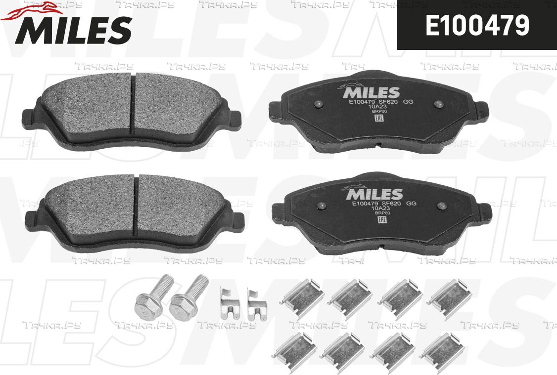 Тормозные колодки Miles (Semi-Metallic) передние для Opel Tigra B 2004-2010. Артикул E100479