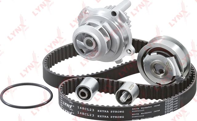 Помпа (водяной насос) с комплектом ремня ГРМ LYNXauto для Volkswagen Eos I 2006-2008. Артикул PW-1332