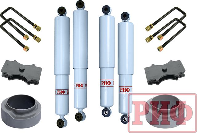 Лифт-комплект РИФ лайт 2 газовый для УАЗ Hunter 2003-2020, лифт 30 мм. Артикул RIF-Hun-30-G-lite