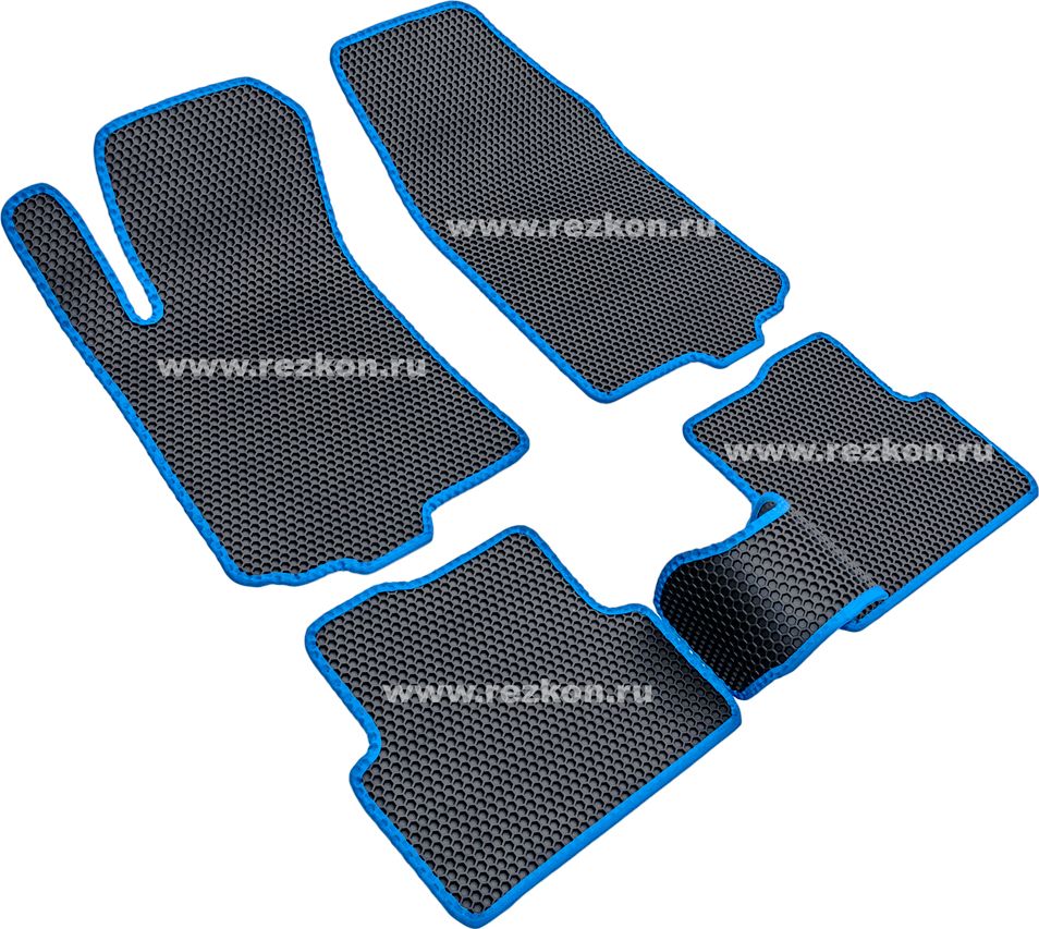 Коврики Rezkon EVA Соты для салона Chevrolet Aveo II T300 2012-2015 Синий кант. Артикул 9112005203
