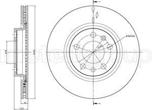 Тормозной диск Metelli задний для Alfa Romeo 159 2005-2012. Артикул 23-0863C