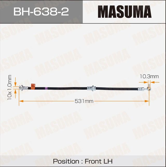 Тормозной шланг Masuma передний левый для Nissan Teana J31 2003-2008. Артикул BH-638-2