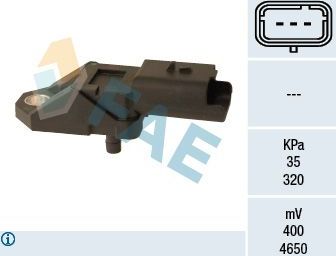 Датчик абсолютного давления (ДАД, MAP) FAE для Citroen C3 II 2009-2016. Артикул 15107