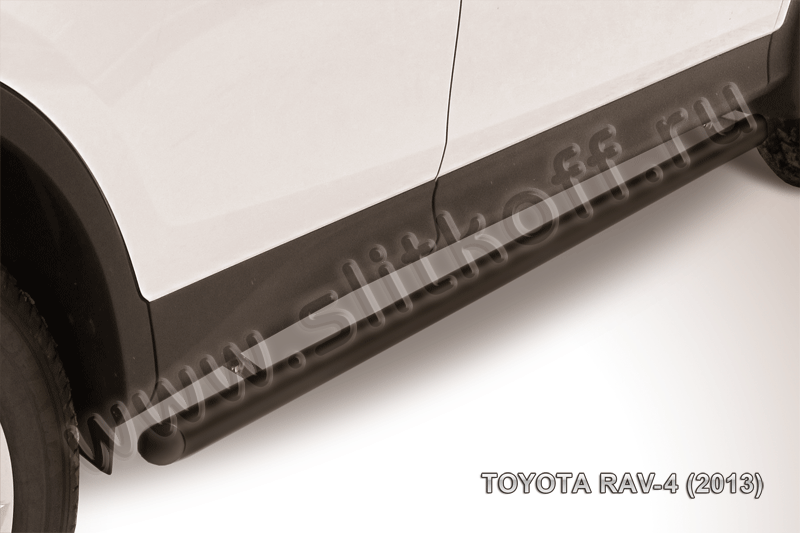 Пороги Slitkoff труба d57 ЧЕРНЫЕ матовые для Toyota RAV4 IV 2013-2015. Артикул TR413-006B