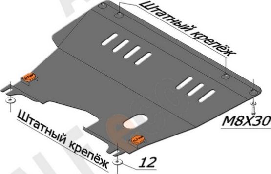 Защита алюминиевая Alfeco для картера и КПП Fiat Linea 2007-2015. Артикул ALF.06.06al