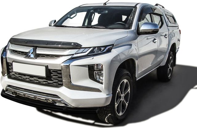Защита Slitkoff переднего бампера d57/42 двойная для Mitsubishi L200 V рестайлинг 2018-2026 ЧЕРНАЯ матовая. Артикул ML18-003B