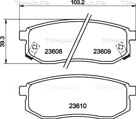 Тормозные колодки Mintex задние для Hyundai Santamo 1999-2002. Артикул MDB2066