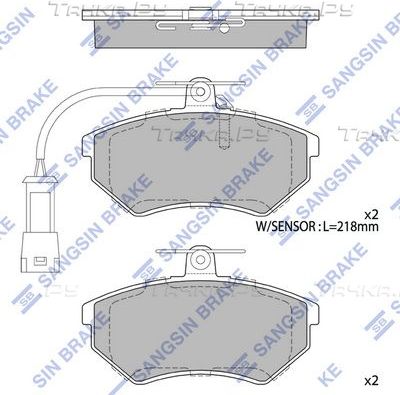 Тормозные колодки Sangsin Hi-Q передние для Volkswagen Caddy II 1995-2004. Артикул SP2005