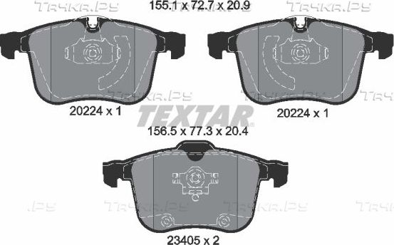Тормозные колодки Textar Q+ передние для Opel Signum I 2003-2005. Артикул 2022401