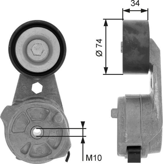 Натяжной ролик (натяжитель) приводного клинового зубчатого ремня Gates FleetRunner™. Артикул T38601