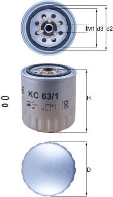 Топливный фильтр Mahle. Артикул KC 63/1D