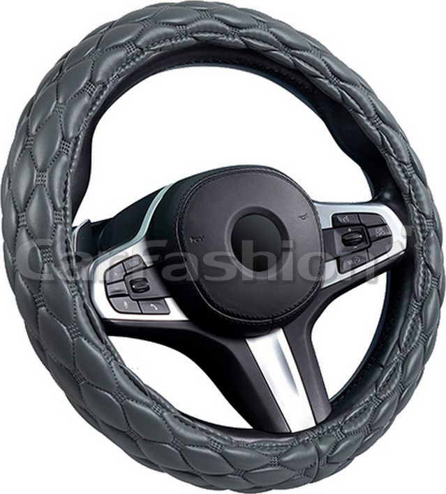 Оплётка на руль CarFashion Shuttle (размер M, экокожа, цвет СЕРЫЙ/СЕРЫЙ). Артикул 31667