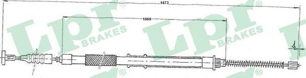 Трос ручника (тросик ручного тормоза) LPR. Артикул C0186B
