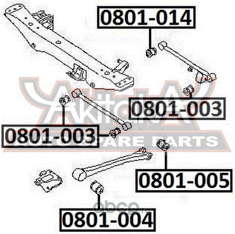 Сайлентблок заднего рычага подвески Asva. Артикул 0801-004