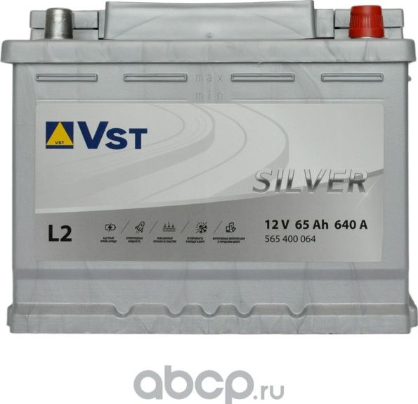 АККУМУЛЯТОРНАЯ БАТАРЕЯ! 6СТ-65 SILVER 65AH 640A + СПРАВА 242X175X190/ (VST). Артикул 565400064