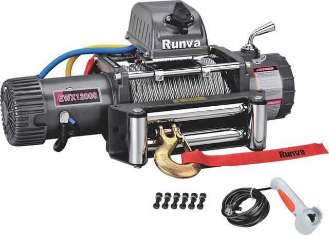 Лебёдка электрическая 12V Runva 12000 lbs 5443 кг (стальной трос). Артикул EWX12000S
