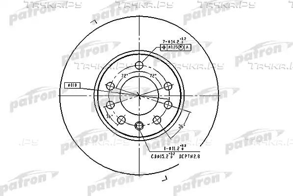 Тормозной диск Patron передний для Opel Meriva B 2010-2017. Артикул PBD4048