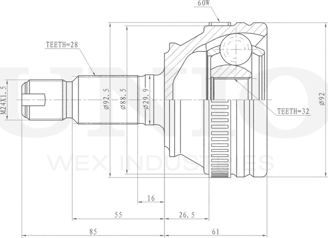ШРУС наружный (Unio). Артикул CVJ-20265