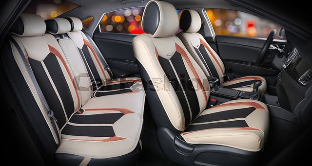 Накидки универсальные CarFashion Urban Plus для авто, цвет Бежевый/Черный/Светло-коричневый. Артикул 22374