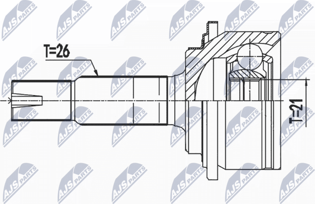 Шрус внутренний (граната) NTY передний левый для Toyota Yaris III 2010-2014. Артикул NPZ-TY-104