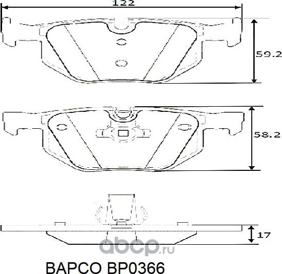 Колодки тормозные дисковые BP0366 задние, комплект, (Bapco) Bapco. Артикул BP0366
