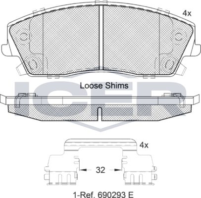 Тормозные колодки Icer передние для Dodge Charger V (LX) 2005-2010. Артикул 182067