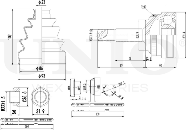 ШРУС наружный (Unio). Артикул CVJ-20298