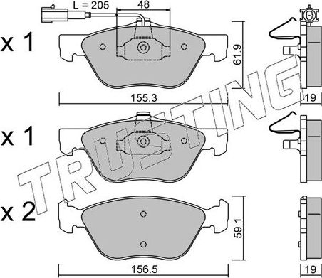 Тормозные колодки Trusting передние для Fiat Marea 2000-2002. Артикул 085.2