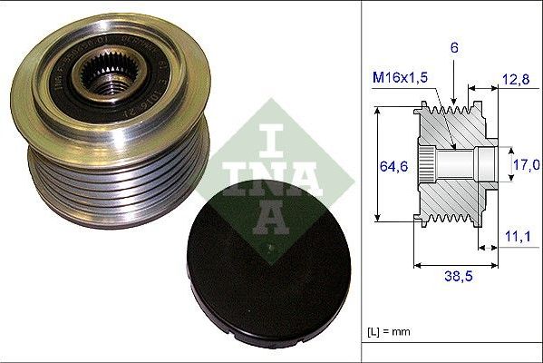 Муфта генератора обгонная Ina для Audi A6 III (C6) 2004-2011. Артикул 535 0201 10