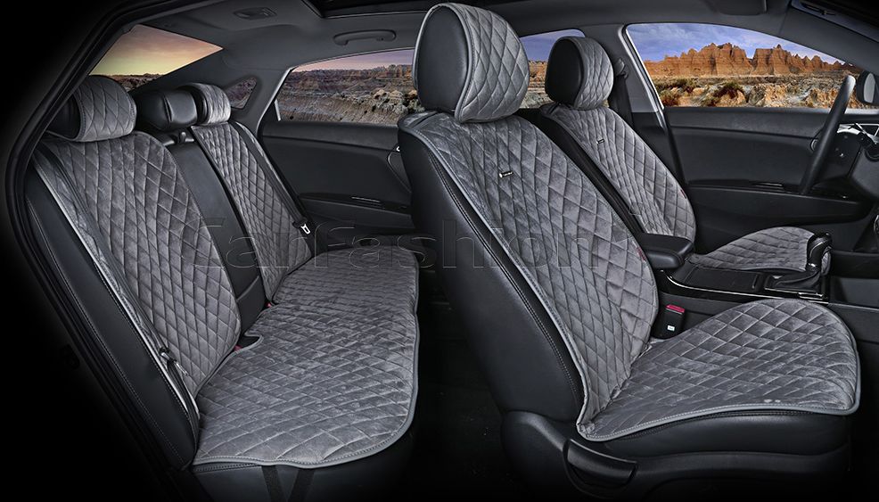 Накидки универсальные CarFashion California Plus для авто, цвет Темно-серый/Темно-серый/Темно-серый. Артикул 22418